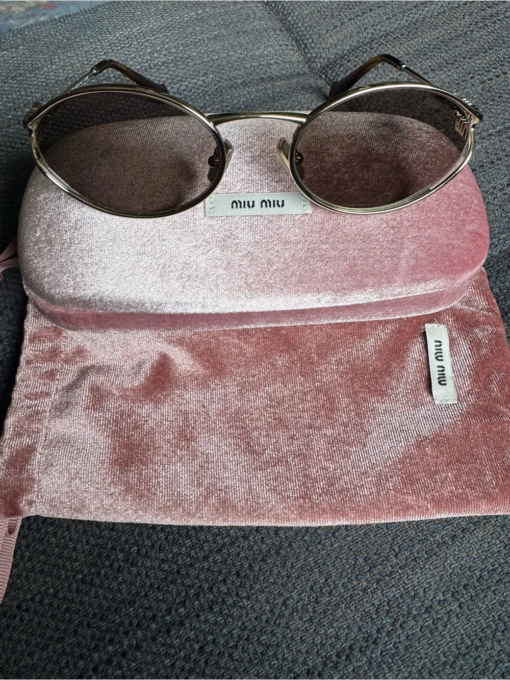Miu Miu Pink Velvet Sunglasses Case and Pouch